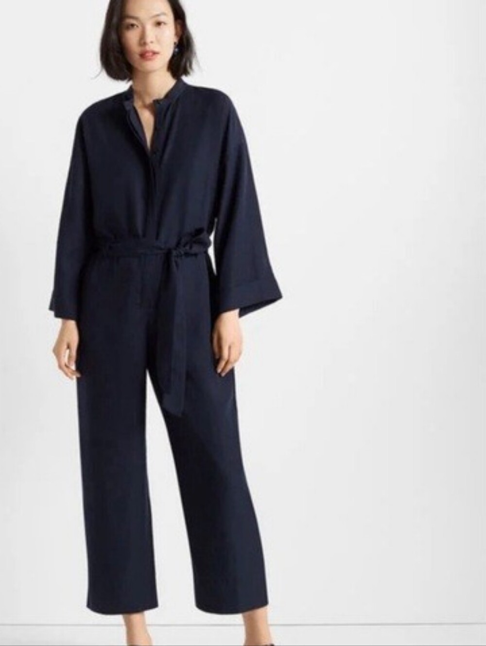 Club Monaco Navy Belted Wide-Leg Jumpsuit - Picture 1 of 7